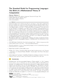 The Standard Model for Programming Languages: the Birth of A