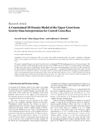 A Constrained 3D Density Model of the Upper Crust from Gravity Data Interpretation for Central Costa Rica