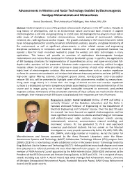 Advancements in Wireless and Radar Technology Enabled by Electromagnetic Bandgap Metamaterials and Metasurfaces