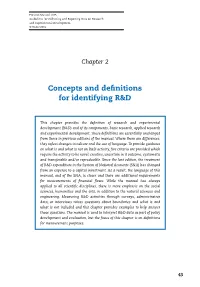 Concepts and Definitions for Identifying R&D