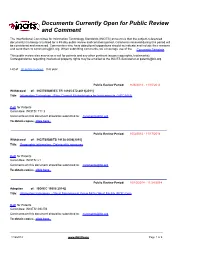 Documents Currently Open for Public Review and Comment