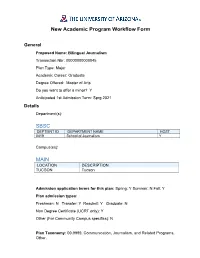New Academic Program Workflow Form SBSC MAIN