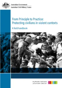 Protecting Civilians in Violent Contexts a Field Handbook ACKNOWLEDGMENTS