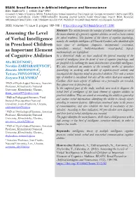 Assessing the Level of Verbal Intelligence in Preschool Children As Important Element of Cognitive Abilities