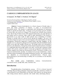 CASEOUS LYMPHADENITIS in GOATS Introduction