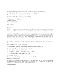 Competition Poorly Correlates with Morphological Niche Partitioning In