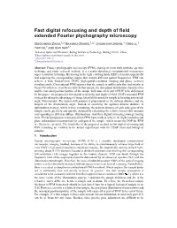 Fast Digital Refocusing and Depth of Field Extended Fourier Ptychography Microscopy