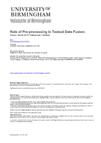 Role of Pre-Processing in Textual Data Fusion: Osman, Mohd Haniff; Kaewunruen, Sakdirat