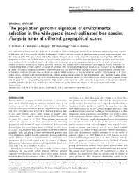 The Population Genomic Signature of Environmental Selection in the Widespread Insect-Pollinated Tree Species Frangula Alnus at Different Geographical Scales