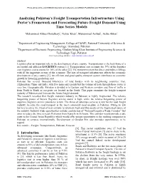 Analyzing Pakistan's Freight Transportation Infrastructure Using