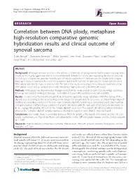 Correlation Between DNA Ploidy, Metaphase High-Resolution Comparative Genomic Hybridization Results and Clinical Outcome of Syno