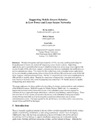 Supporting Mobile Swarm Robotics in Low Power and Lossy Sensor Networks 1 Introduction