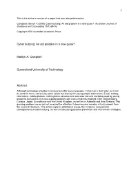 (2005) Cyber Bullying: an Old Problem in a New Guise?