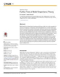 Further Tests of Belief-Importance Theory