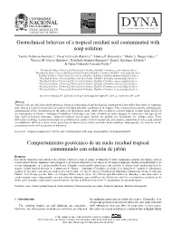 Geotechnical Behavior of a Tropical Residual Soil Contaminated with Soap Solution