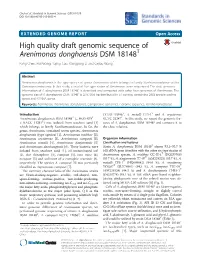 High Quality Draft Genomic Sequence of Arenimonas Donghaensis DSM 18148T Fang Chen, Hui Wang, Yajing Cao, Xiangyang Li and Gejiao Wang*