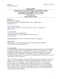SYLLABUS Global Environmental Change and Public Health