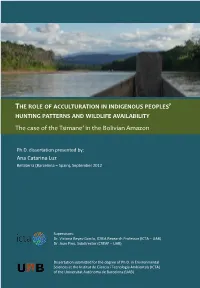 The Case of the Tsimane' in the Bolivian Amazon