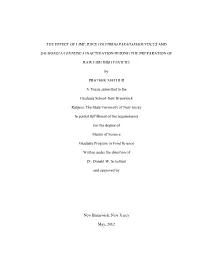The Effect of Lime Juice on Vibrio Parahaemolyticus and Salmonella Enterica Inactivation During the Preparation of Raw Fish Dish