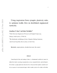 Using Inspiration from Synaptic Plasticity Rules to Optimize Traffic Flow in Distributed Engineered Networks Arxiv:1611.06937V1
