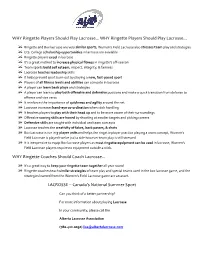 WHY Ringette Players Should Play Lacrosse... WHY Ringette Players Should Play Lacrosse