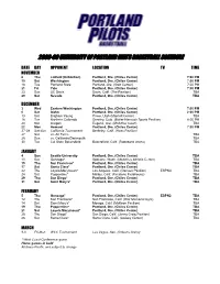 2008-09 University of Portland Men's Basketball Schedule