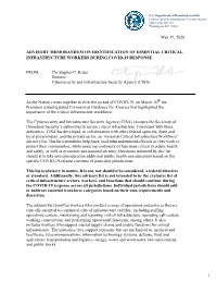 CISA Guidance on Essential Critical Infrastructure Workers, Ver