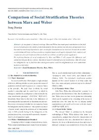 Comparison of Social Stratification Theories Between Marx and Weber Song Daoxin