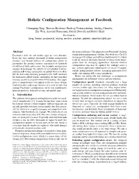 Holistic Configuration Management at Facebook