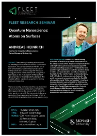 Quantum Nanoscience: Atoms on Surfaces