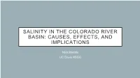 Salinity in the Colorado River Basin: Causes, Effects, and Implications