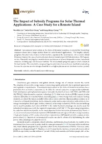 The Impact of Subsidy Programs for Solar Thermal Applications: a Case Study for a Remote Island