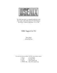 XML Support for Tcl