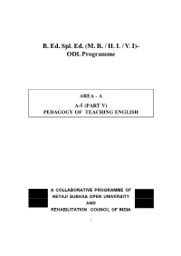 Area - a A-5 (Part V) Pedagogy of Teaching English