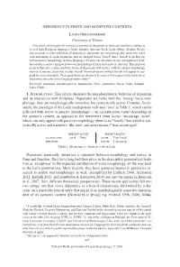 DEPONENCY in FINITE and NONFINITE CONTEXTS Laura Grestenberger