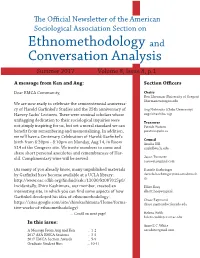 Ethnomethodology and Conversation Analysis Summer 2017 Volume 8, Issue 8, P.1