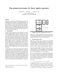 Fine-Grained Provenance for Linear Algebra Operators