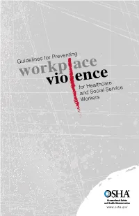 Guidelines for Preventing Workplace Violence for Healthcare and Social Service Workers