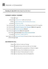 Order Paper for Tue 23 Jul 2019