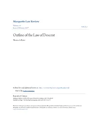 Outline of the Law of Descent Thomas A
