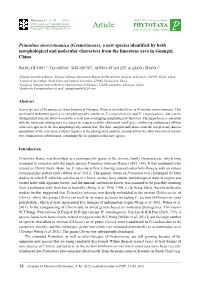 Primulina Sinovietnamica (Gesneriaceae), a New Species Identified by Both Morphological and Molecular Characters from the Limestone Area in Guangxi, China