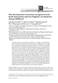 The Development of Emotion Recognition from Facial Expressions and Non&#X2010;Linguistic Vocalizations During Childhood