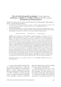 The Role of the Host-Specific Grasshopper Cornops Aquaticum (Orthoptera: Acrididae) As Consumer of Native Eichhornia Crassipes (Pontederiaceae) Floating Meadows