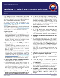 Vehicle Use Tax and Calculator Questions and Answers