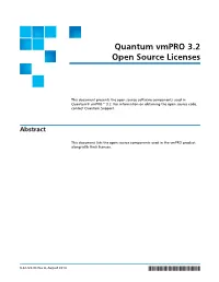 Vmpro 3.2 Open Source Licenses