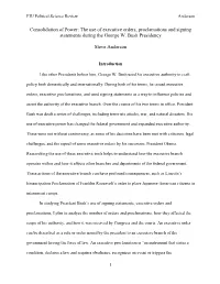 Consolidation of Power: the Use of Executive Orders, Proclamations and Signing Statements During the George W