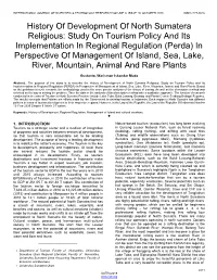 History of Development of North Sumatera Religious: Study On