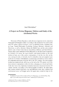 José Meirinhos* a Project on Petrus Hispanus