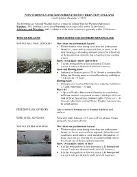 National Weather Service Warning Thresholds