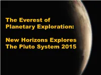 New Horizons Explores the Pluto System 2015